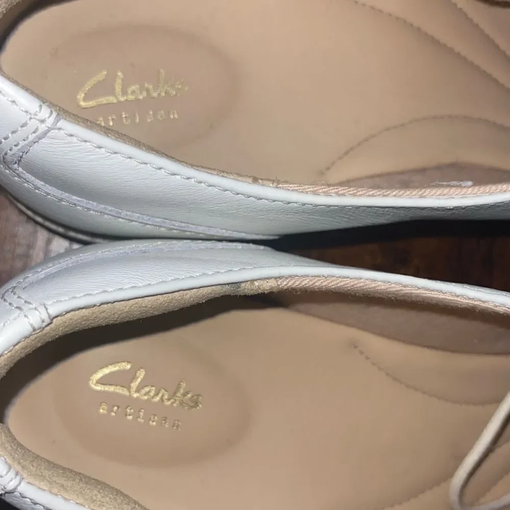 Clarks Teadale Rhea White Leather Platform Oxford Comfort Shoes Women’s 10